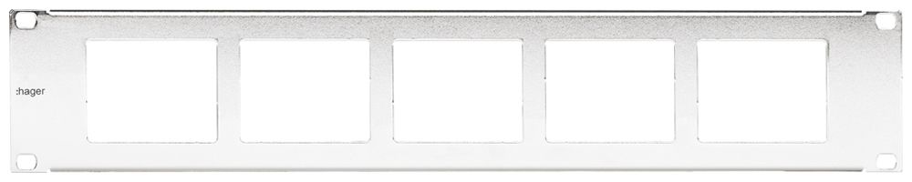 Frontplatte 19" Hager HMS 2HE für 5×FLF Stahl vernickelt