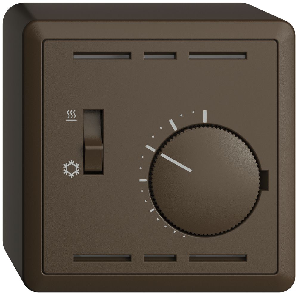 Termostato AP EDIZIOdue, c.interruttore, 74×74mm, coffee