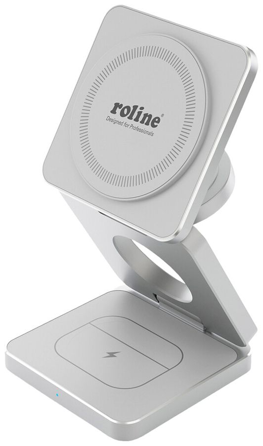 Ladestation ROLINE für Apple Qi Wireless Charging/MagSafe 15W Silber