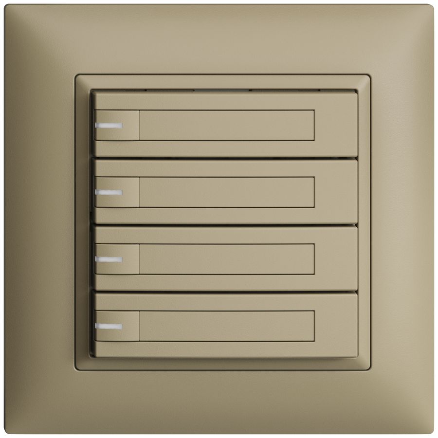 Poussoir ENC KNX 4× EDIZIOdue sand RGB avec LED avec insert papier