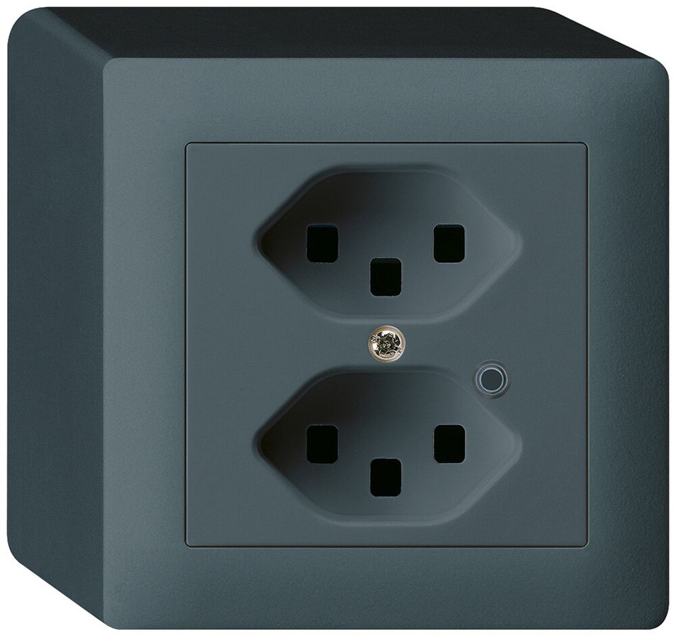 Prise AP Hager kallysto 2×T23 illuminé Q anthracite