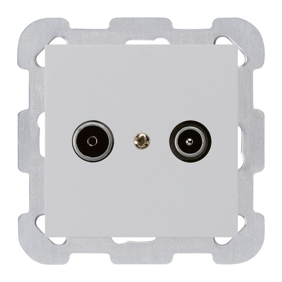 Prise de passage ENC kallysto R/TV 23dB gris clair avec plaque de fixation