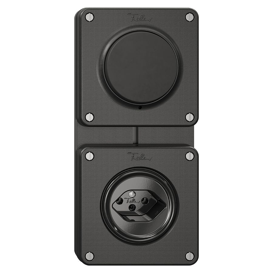 NUPU-Kombination NEVO, Druckschalter Schema 3/1L + Steckdose Typ 13, schwarz