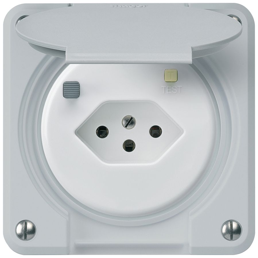 UP-FI-Steckdose robusto C T13 30mA hellgrau