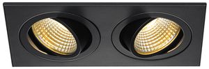 Downlight LED INC SLV NEW TRIA, 2×6W 1200lm 2700K 38° carré IP20 noir mat