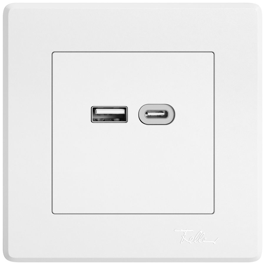 UP-USB-Ladesteckdose EDIZIO.liv SNAPFIX® 230VAC 18W 1×USB Typ A 1×USB Typ C ws