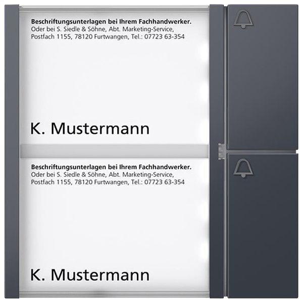 Modulo tasti bus Siedle, 2 etichette et 2 tasti 99×99×27mm, antracite