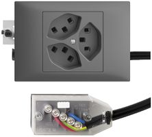 EB-Steckdose 3×T23 16A dunkelgrau 53mm L1 EDIZIOdue für Technofil