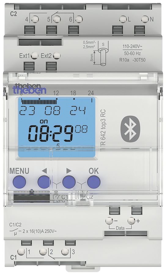 REG-Schaltuhr digital Theben TR 642 110…230V 16A Jahresprogramm 2-Kanal