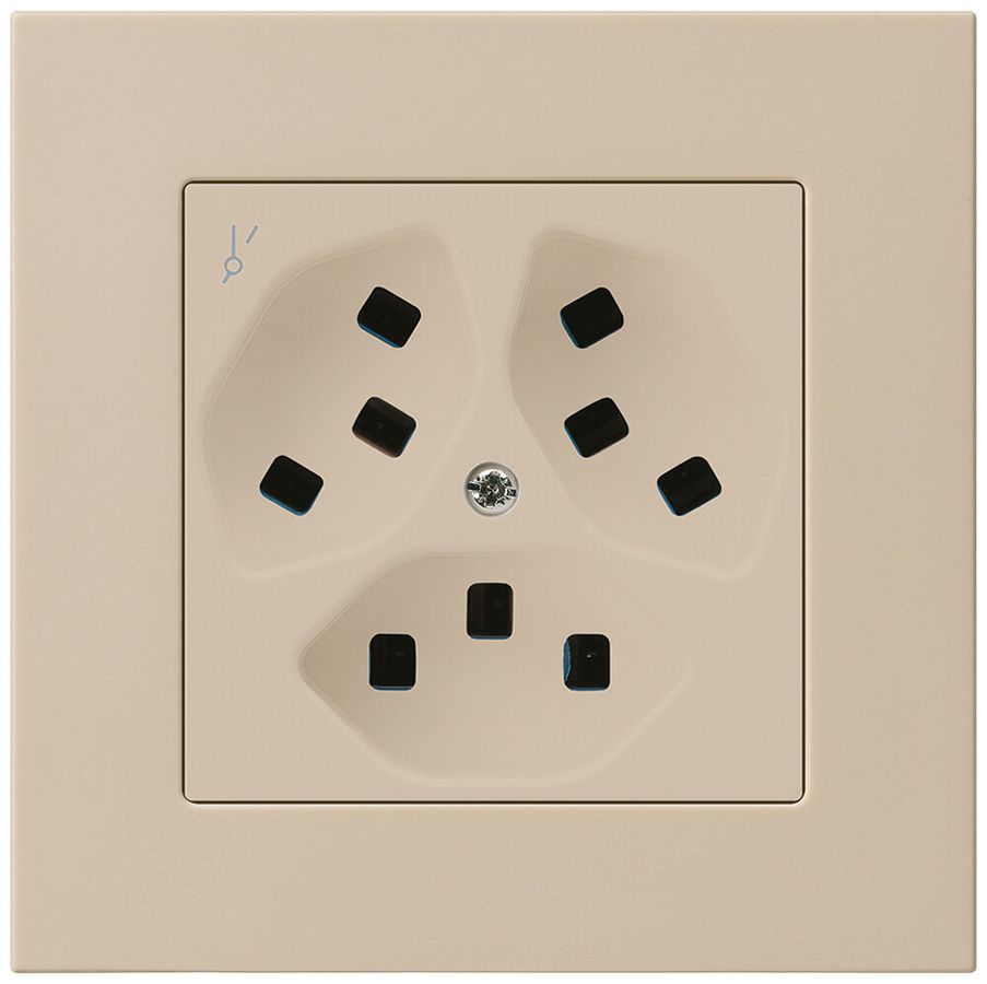 UP-Steckdose Hager kallysto.pro 3×T23 1×S C beige