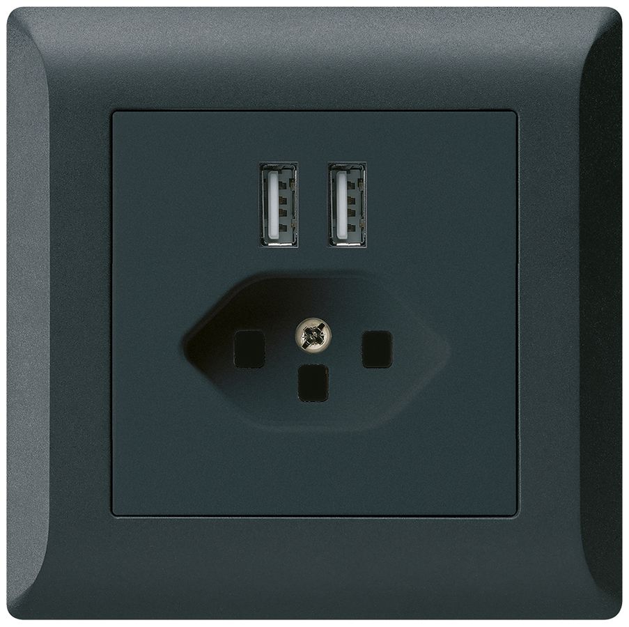 UP-Steckdose 2×USB & T23 kallysto.line 2400mA schwarz