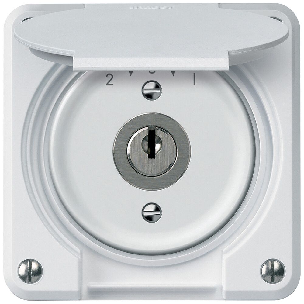 UP-Schlüsselschwenktaster robusto 1P 2NO 2CO 20A 250V 86×86mm weiss