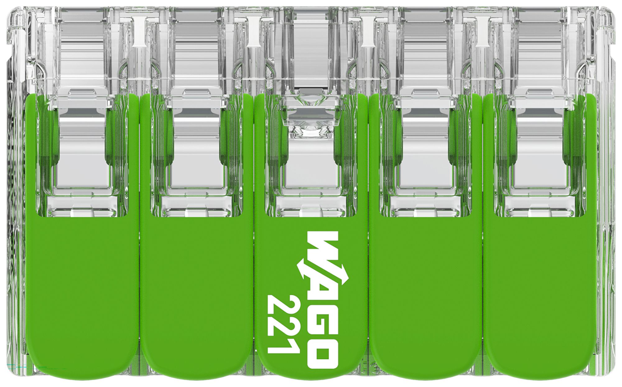 Verbindungsklemme WAGO Green Range 10L 0.2…4mm² mit Hebel grün Transparent