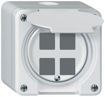 Kit di montaggio AP robusto diritto per 4 prese 86×86mm bianco