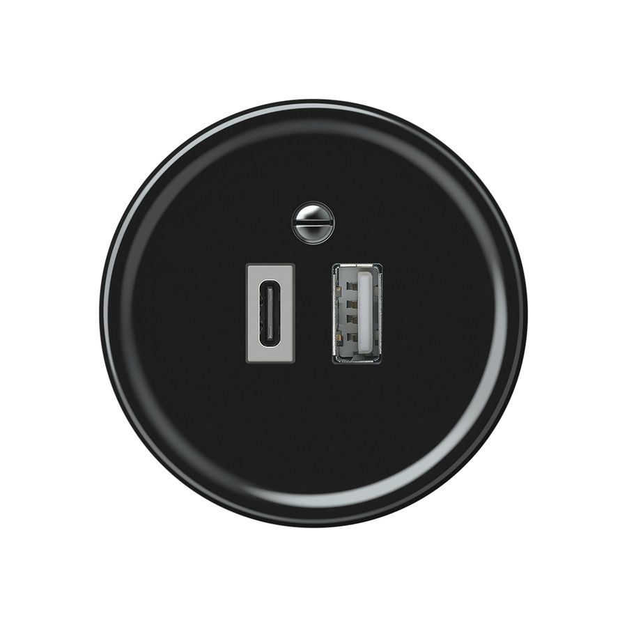 USB-Ladesteckdose origin 1×USB-A 1×USB-C 3000mA 5V schwarz