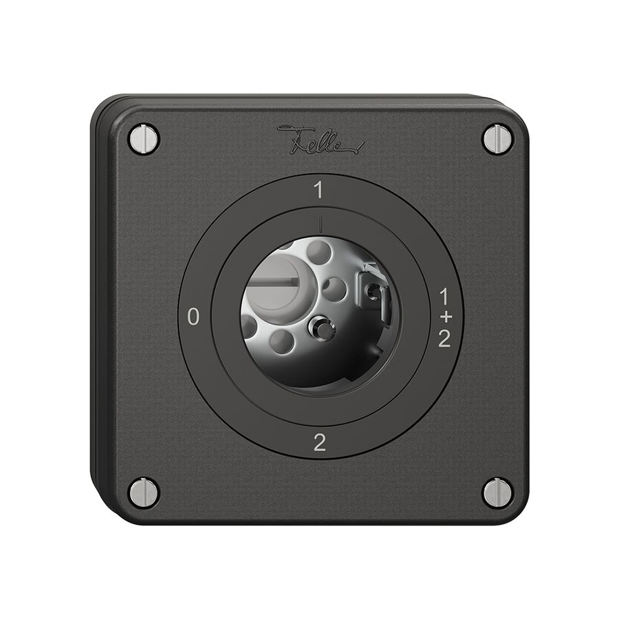 Interruttore rotativo NUPU NEVO, 1/1 L, senza cilindro, KS, 0-1-1+2-2, nero