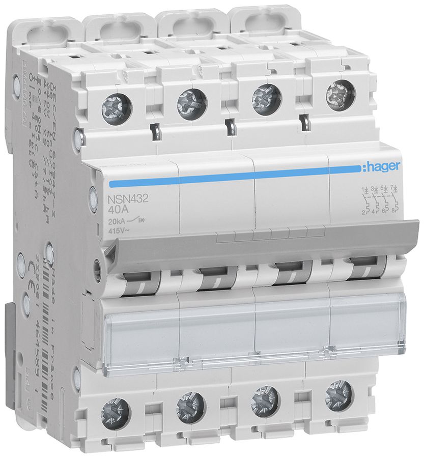 Disgiuntore Hager MCB 4P 415V tipo D 32A Icu 25kA 4UM