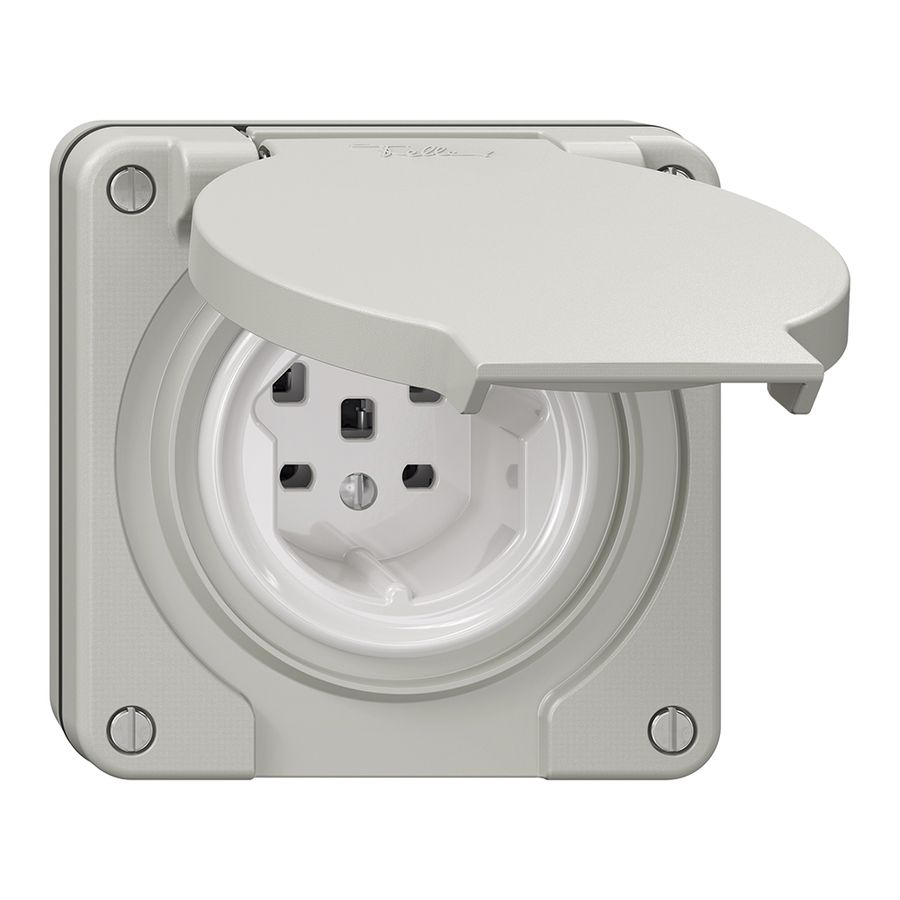Prise NUP NEVO, 1×T25, IP21, gris clair