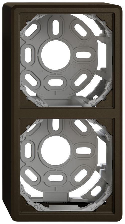 AP-Kappe EDIZIO.liv SNAPFIX® mit Befestigungsbügel für 2 Apparate braun