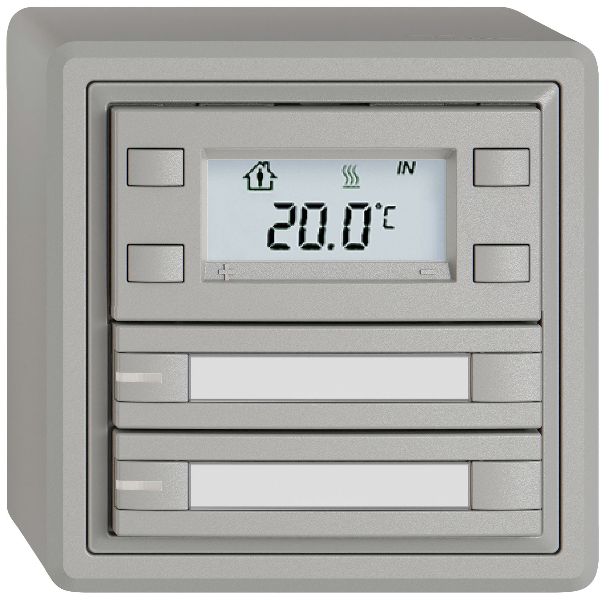 Poussoir RTH AP EDIZIO.liv SNAPFIX® a.RGB-LED étiqu.2×touches comm.2T grc