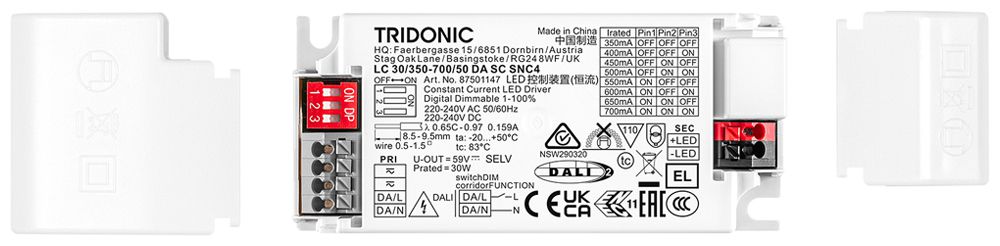 Alimentation LED Tridonic LC SNC4 5…30W 59V 350…700mA DALI2 127×34×30mm