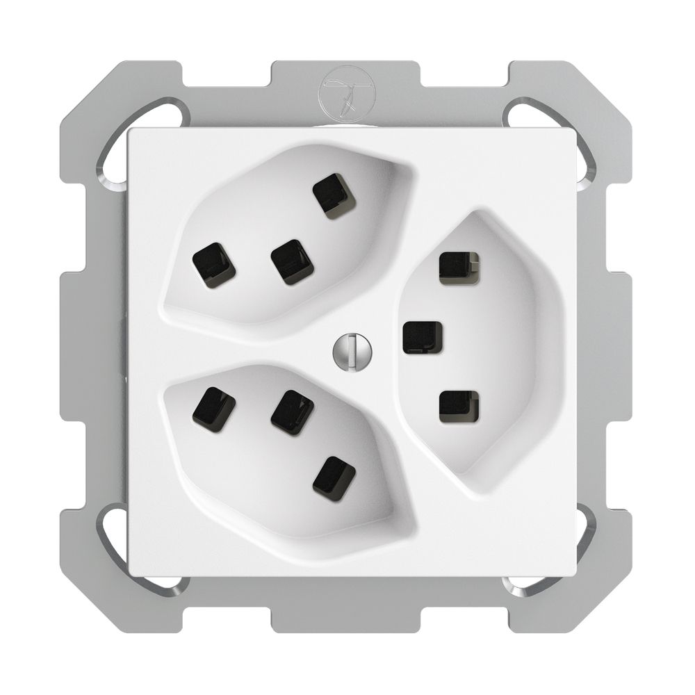 UP-Steckdose 3×T23 16A EDIZIOdue weiss, mit Steckklemmen