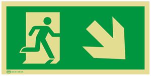 Rettungszeichenschild AWAG Pfeil nach rechts unten 300mm