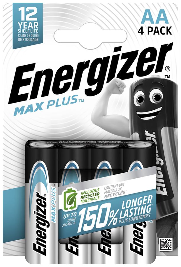 Pila alcalina Energizer Max Plus AA LR6 1.5V blister a 4 pezzi