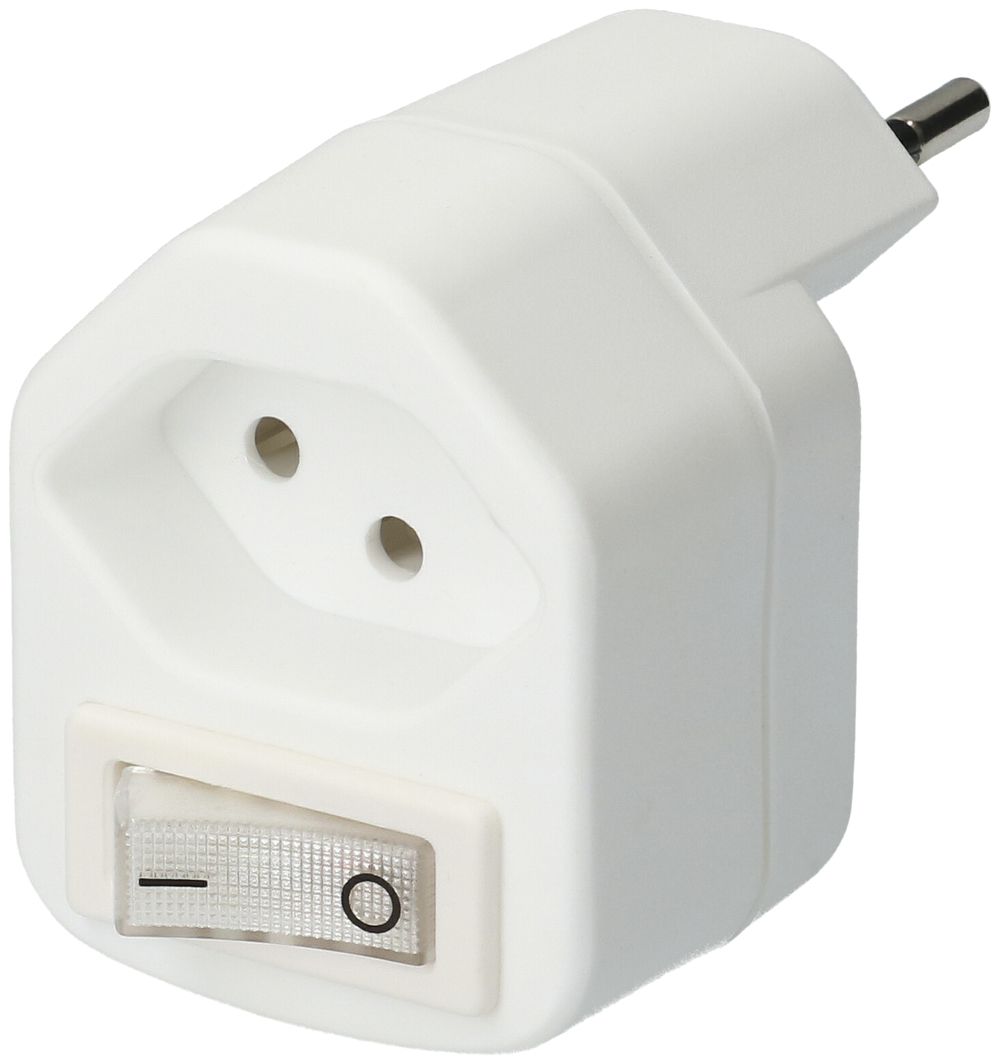 Abzweigstecker MH 1×T13 weiss mit Schalter