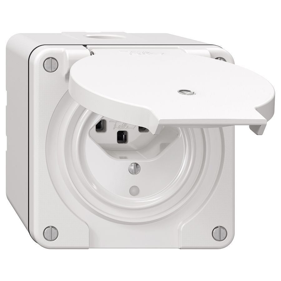 NAP-Steckdose NEVO, 1×T23, IP21, m.LED, weiss