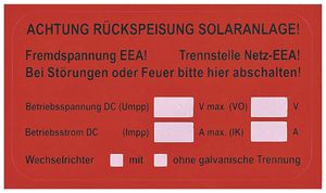 Etichetta UV per installazione PV 50×90mm tipo 2 rosso