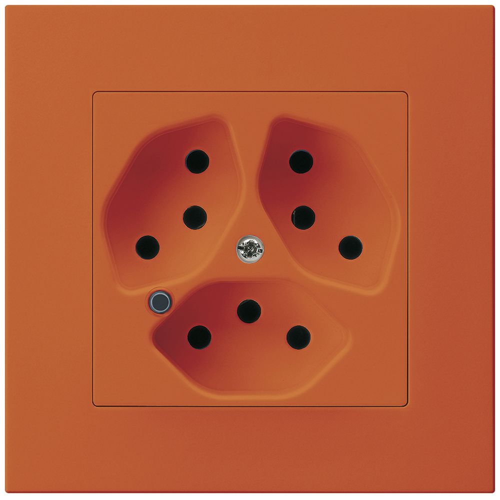 UP-Steckdose Hager KPR, 3×T13, beleuchtet, 10A 250V, orange