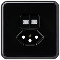 UP-Frontset basico 86×86mm schwarz mit 2 Linsen und Kinderschutz S1/T13 für BOMI