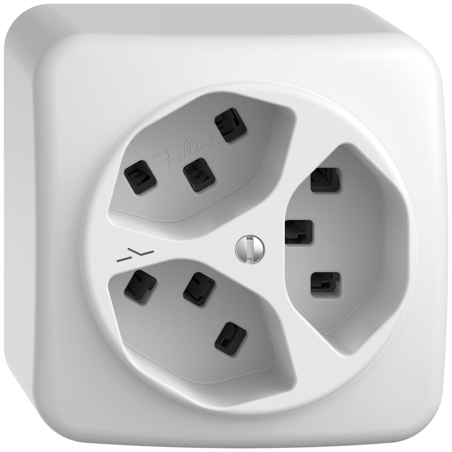 AP-Steckdose 3×T23 Feller STANDARDdue QX54, 1×getrennt, Steckklemmen, weiss