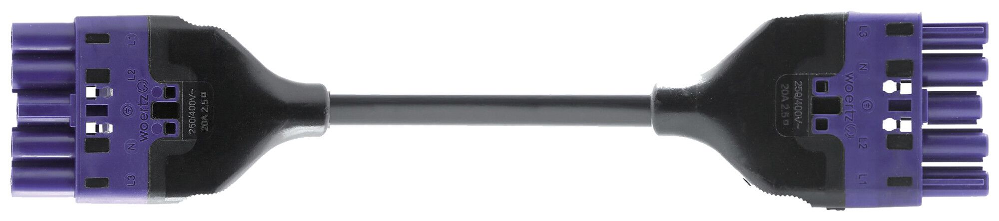 Verbindungsleitung Woertz 49345/C1 5×2.5mm² 400V 20A 8m vi Buchse Stecker Cca
