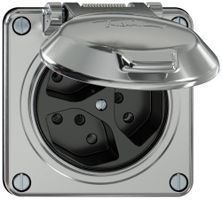Steckdose ELEMENT 3×Typ 13 10A 250V IP20 mit Klappdeckel aluminium