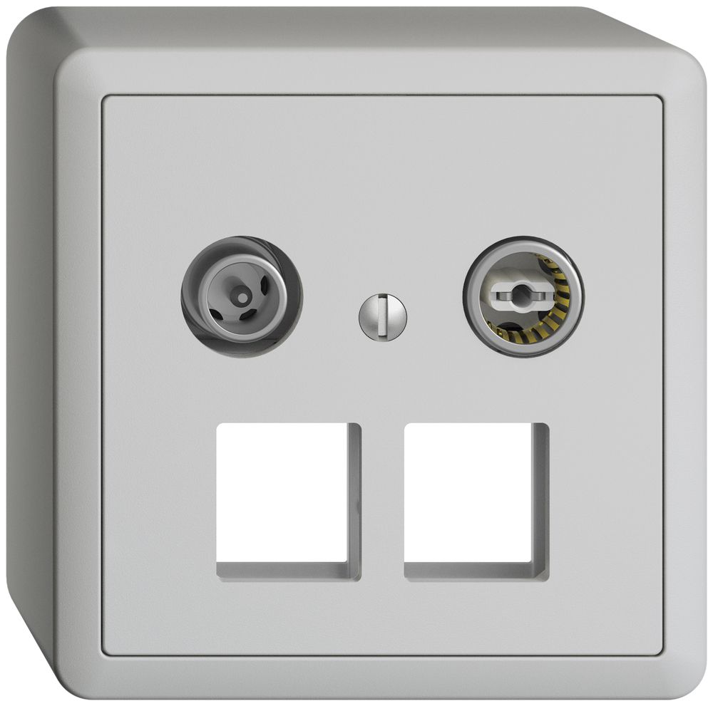 AP-Multimediadose 11dB Edue, Enddose/Durchgangsdose, f.2×RJ45 Keystone, hellgrau