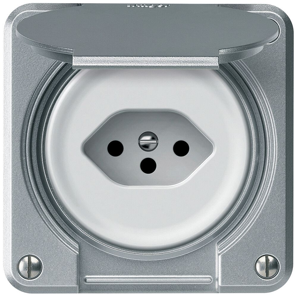 Steckdose robusto 1×T13 10A 250V 86×86mm IP21 Aluminium