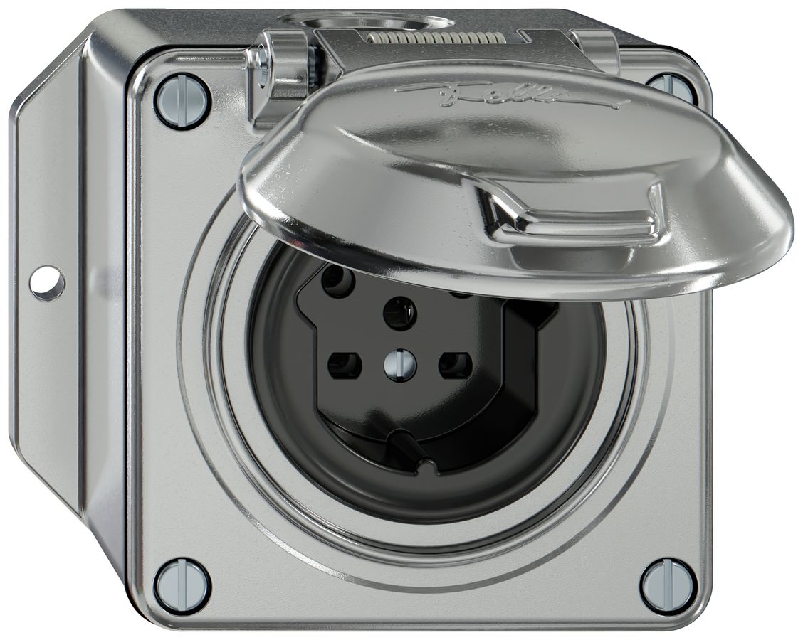 Prise AP ELEMENT SNAPFIX® 1×type 15 10A 440V avec clapet IP20 alu