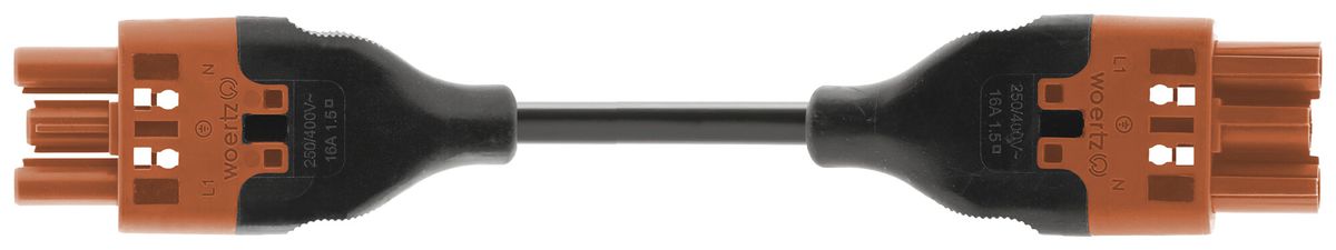 Verbindungsleitung Woertz 49343/C3 3×1.5mm² 250V 16A 8m or Buchse Stecker Cca