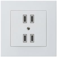 UP-USB-Ladesteckdose Hager kallysto.pro 2×C-C 2×20W oder 4×10W 5V 94×94mm weiss
