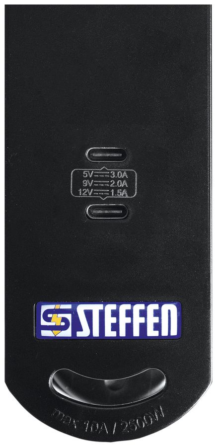 Prise multiple Steffen VARIABL magnét. 6×T13 2×USB-C avec interrupteur 3m noir