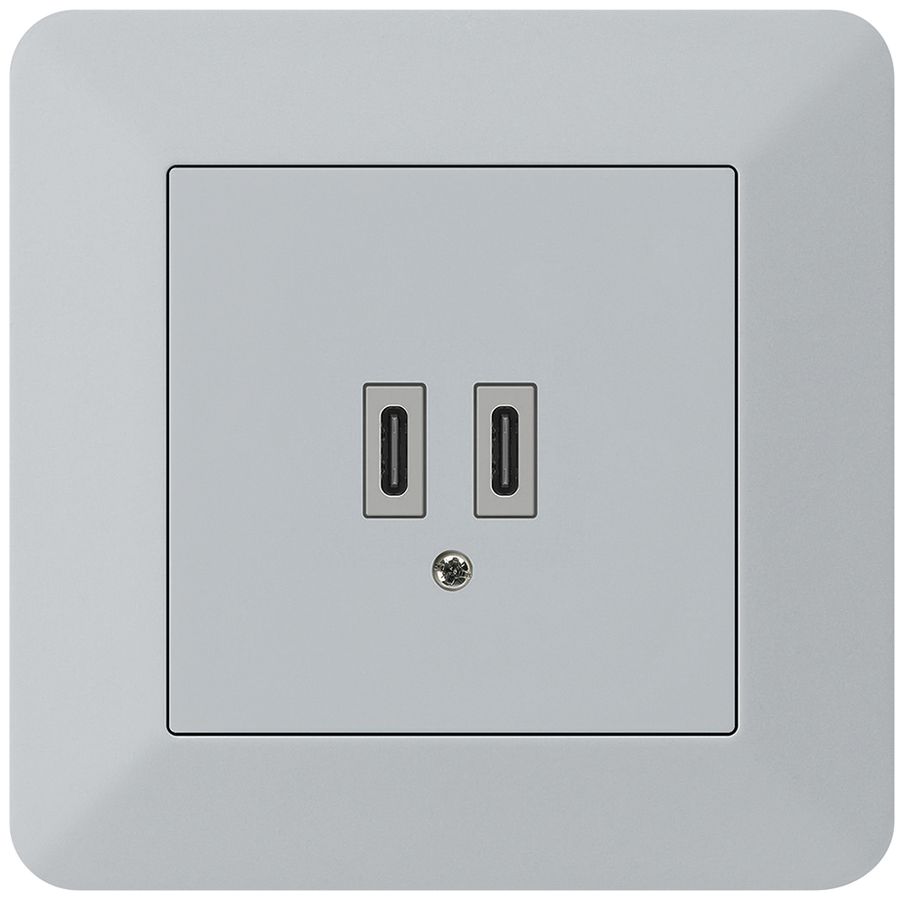 Prise de charge USB ENC Hager kallysto.trend C-C 20W 5V 94×94mm gris