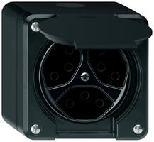 Presa AP robusto 3×T13 10A 250V 86×86mm IP21 nero