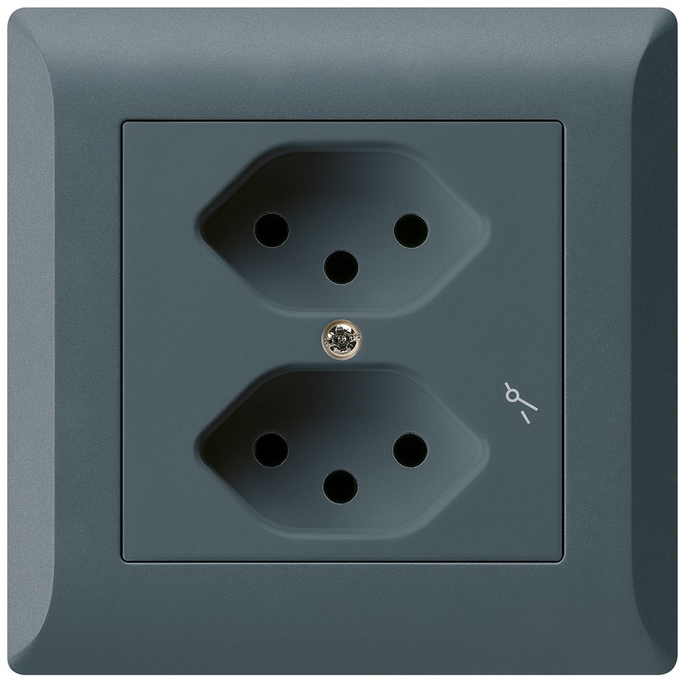 UP-Steckdose kallysto.line 2×T13/1 anthrazit mit Kinderschutz