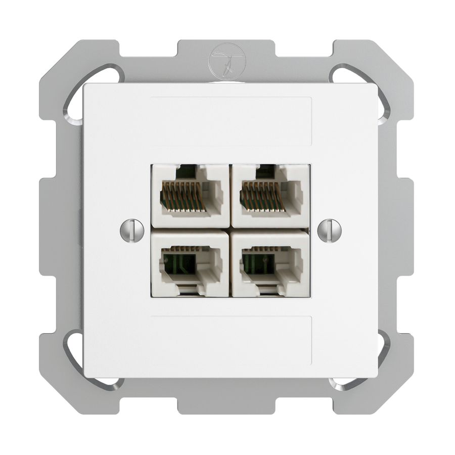 Prise ENC 4×RJ45/u 4P sép.EDIZIOdue blanc ITplus