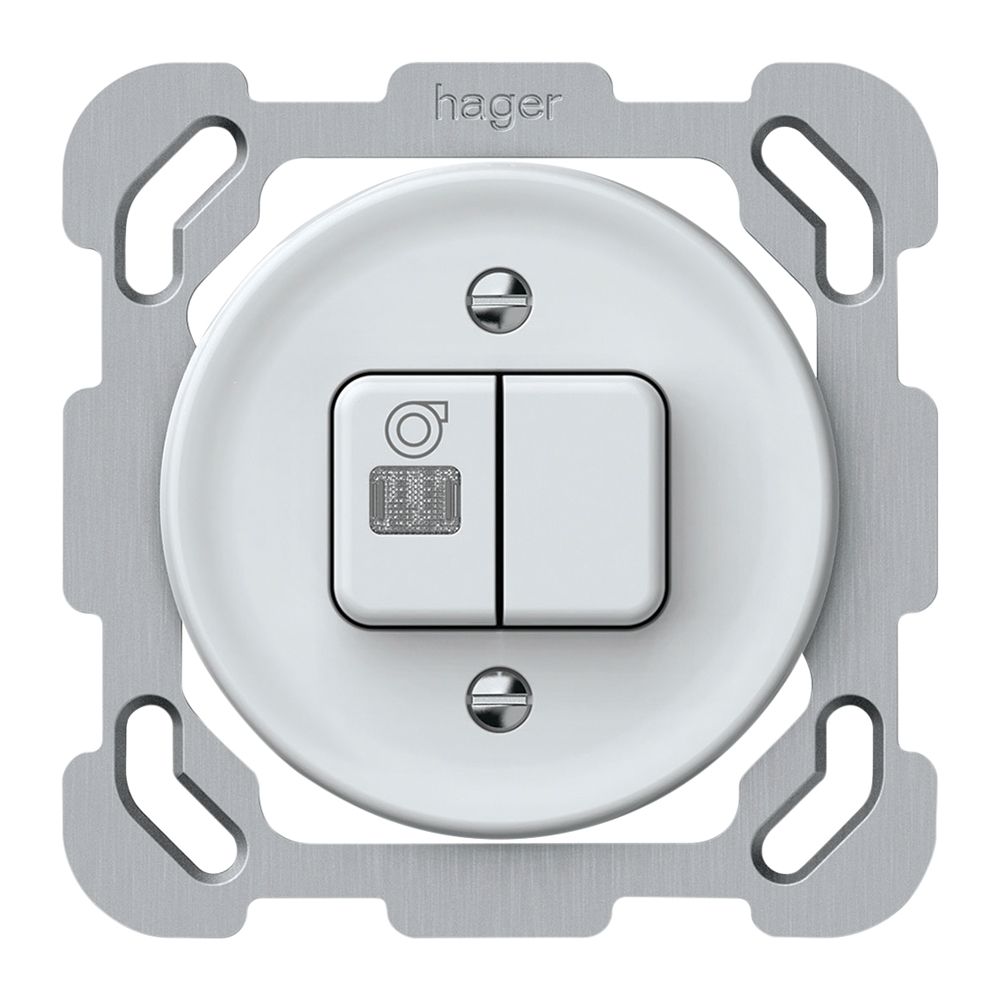 UP-Leuchtdruckschalter origin Sch 3 + Ventilator LED 77×77mm weiss