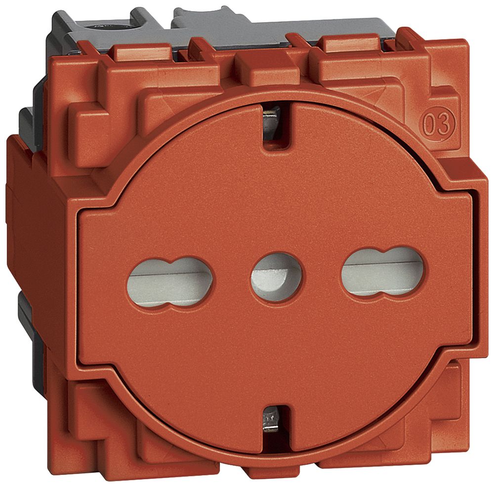 Steckdose Living Now Schuko/Italien 2 Module 16A einziehbarer Sockel rot