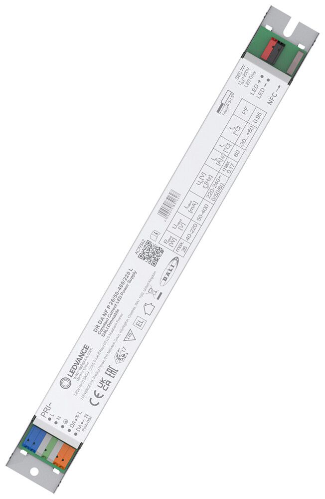 Alimentazione LED LEDVANCE 26W OUT:40…220V 50…400mA DALI 280×30×21mm
