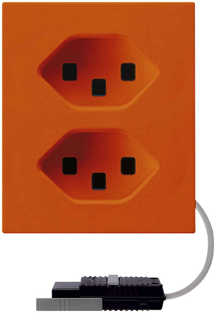 Presa FLF Hager 2×tipo 23 con adattatore cavo rotondo L2 D arancione